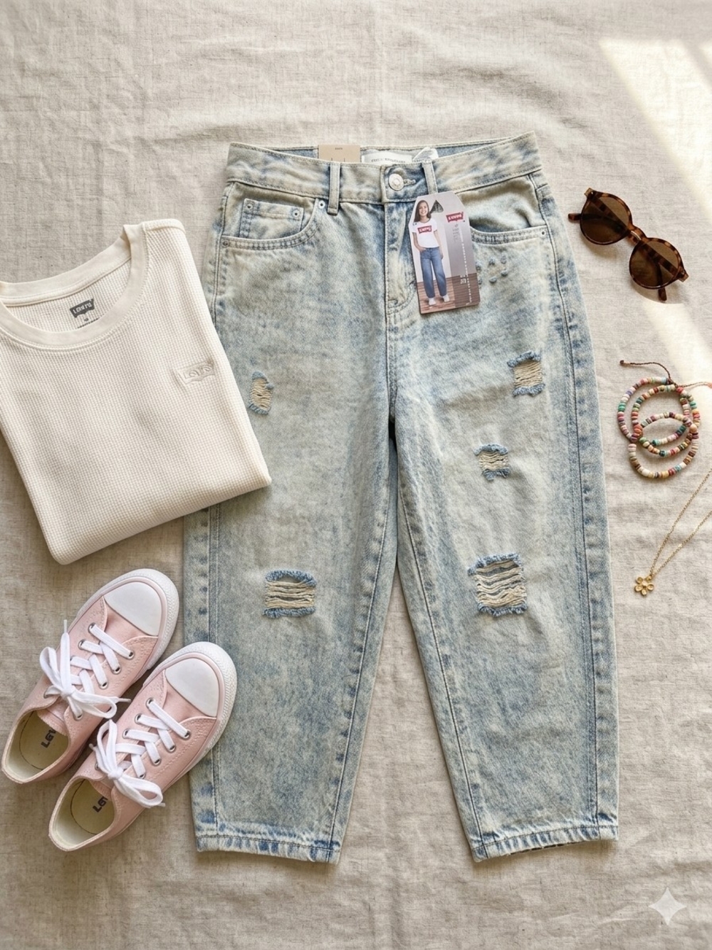 Levi's Light Blue Distressed Boyfriend Jeans